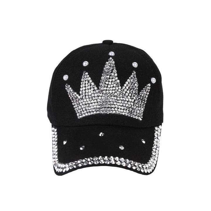 Fashion Women Crown Faux Pearl Rhinestone Baseball Cap Snapback Outdoor Sun Hat Image 7