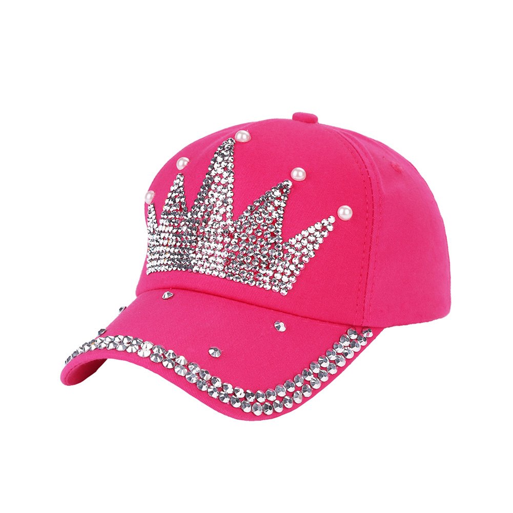 Fashion Women Crown Faux Pearl Rhinestone Baseball Cap Snapback Outdoor Sun Hat Image 8