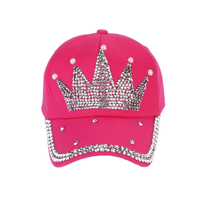 Fashion Women Crown Faux Pearl Rhinestone Baseball Cap Snapback Outdoor Sun Hat Image 9