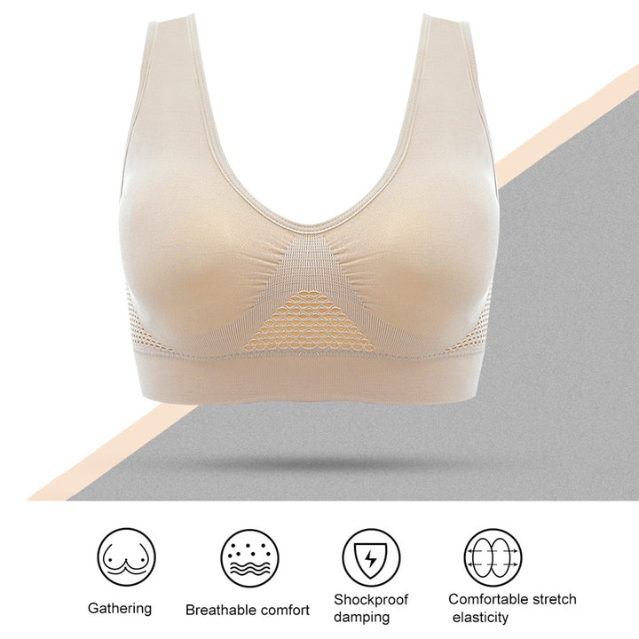 Vest Bra with Chest Pad Wire Free Solid Color Women Seamless Sports Bra for Gym Image 7