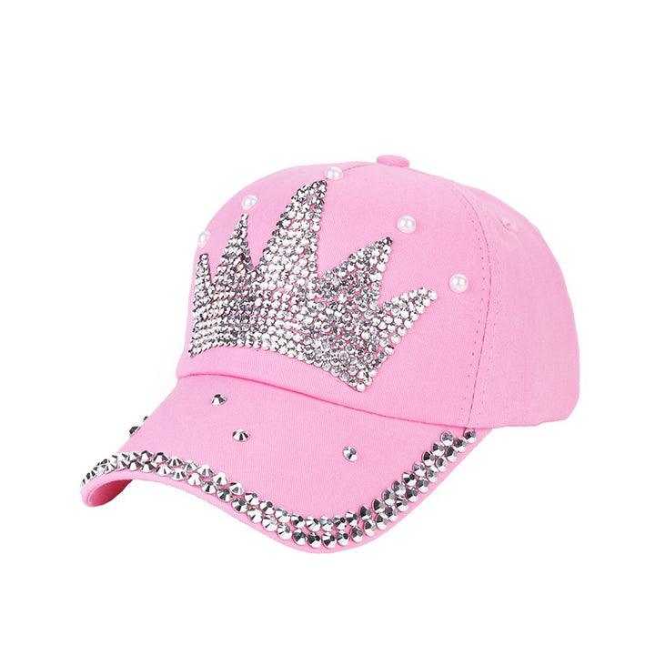 Fashion Women Crown Faux Pearl Rhinestone Baseball Cap Snapback Outdoor Sun Hat Image 1