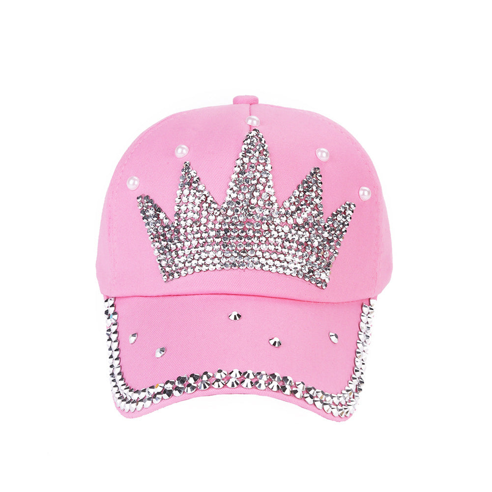 Fashion Women Crown Faux Pearl Rhinestone Baseball Cap Snapback Outdoor Sun Hat Image 11