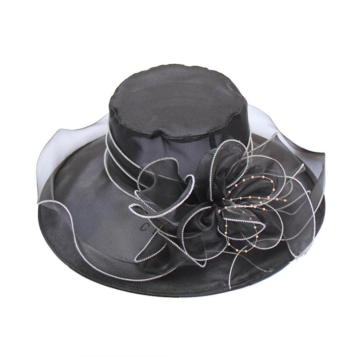 Beach Hat Floral Design Sun Protection Adjustable Organza Thin Elegant Sun Cap Fashion Accessories Image 1