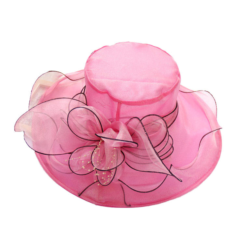 Beach Hat Floral Design Sun Protection Adjustable Organza Thin Elegant Sun Cap Fashion Accessories Image 9