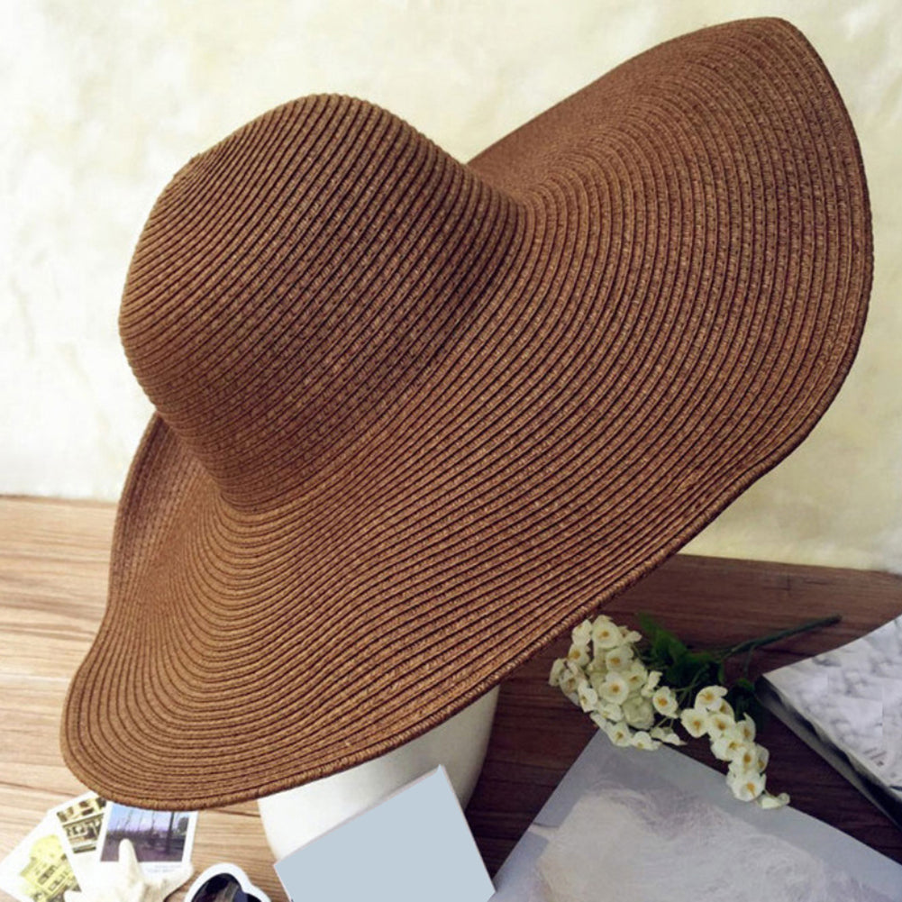 Sun Hat Widen Brim Sun Protection Solid Color Summer Outdoor Fashion Ladies Big Brimmed Straw Hat Women Accessories Image 11