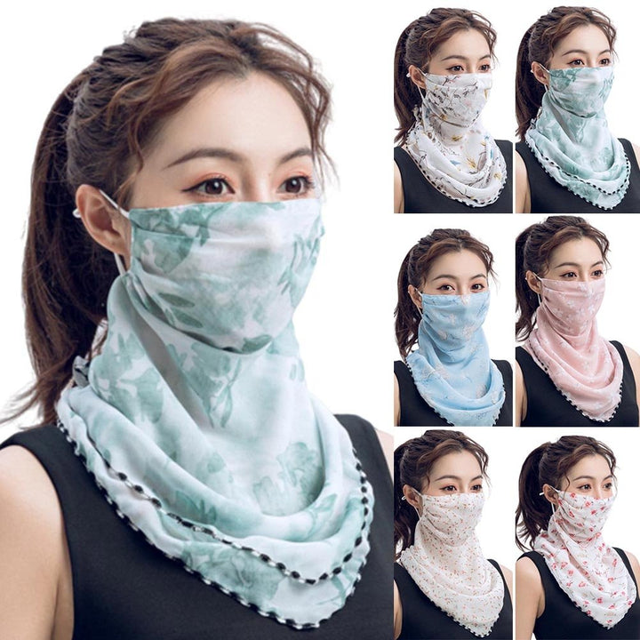 Rose Flower Women Summer Chiffon Anti-UV Thin Veil Scarf Neck Face Cover Shawl Image 4