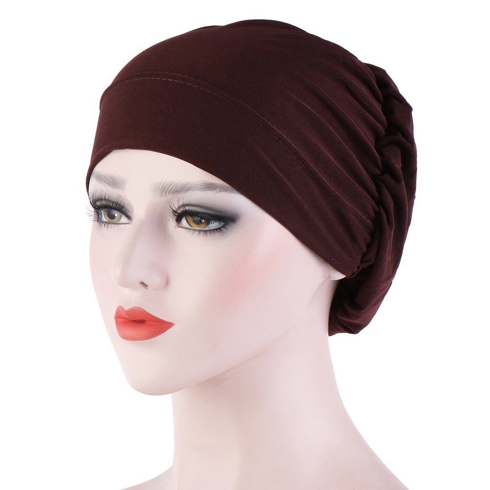 Women Small Solid Color Soft Knotted Night Sleep Beanie Bonnet Chemo Hat Cover Image 1