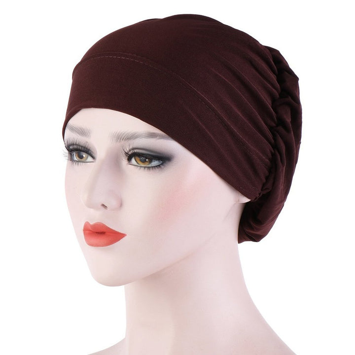 Women Small Solid Color Soft Knotted Night Sleep Beanie Bonnet Chemo Hat Cover Image 4