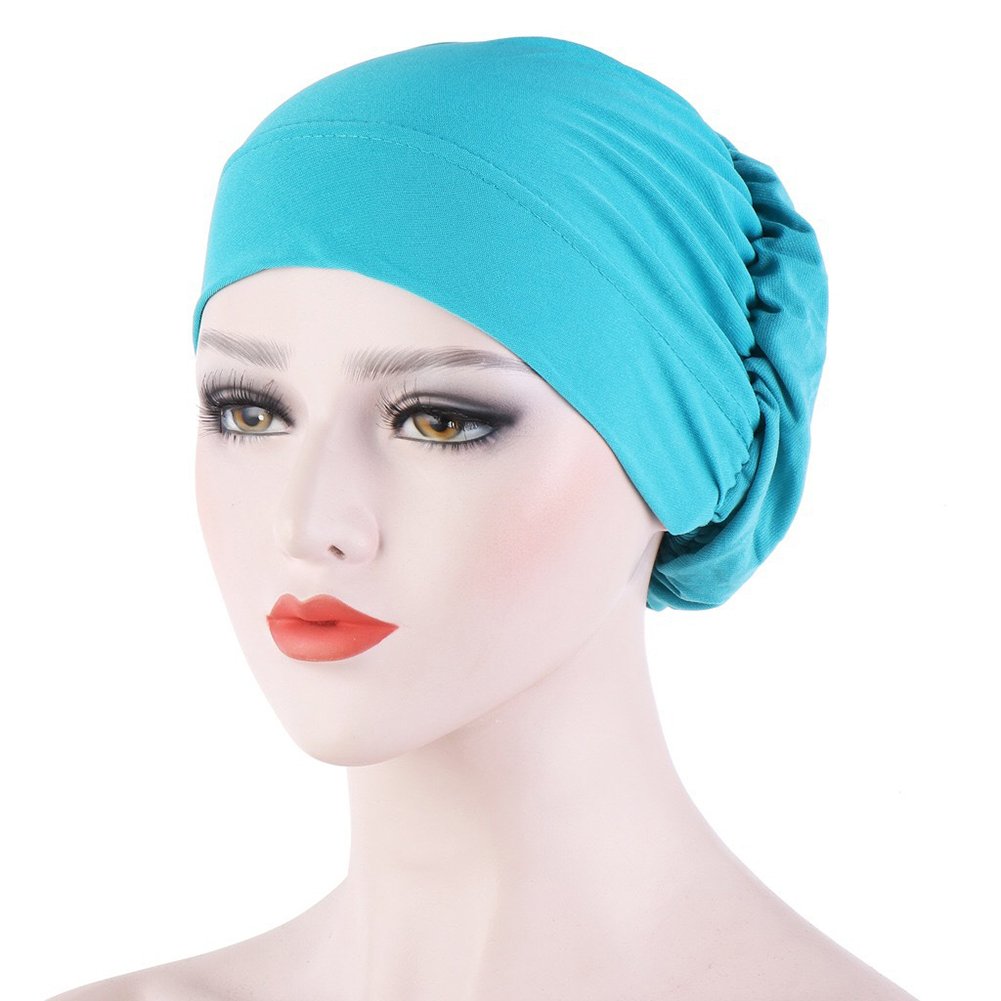 Women Small Solid Color Soft Knotted Night Sleep Beanie Bonnet Chemo Hat Cover Image 4