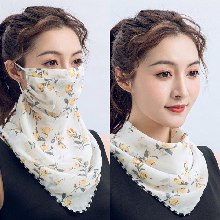 Rose Flower Women Summer Chiffon Anti-UV Thin Veil Scarf Neck Face Cover Shawl Image 10