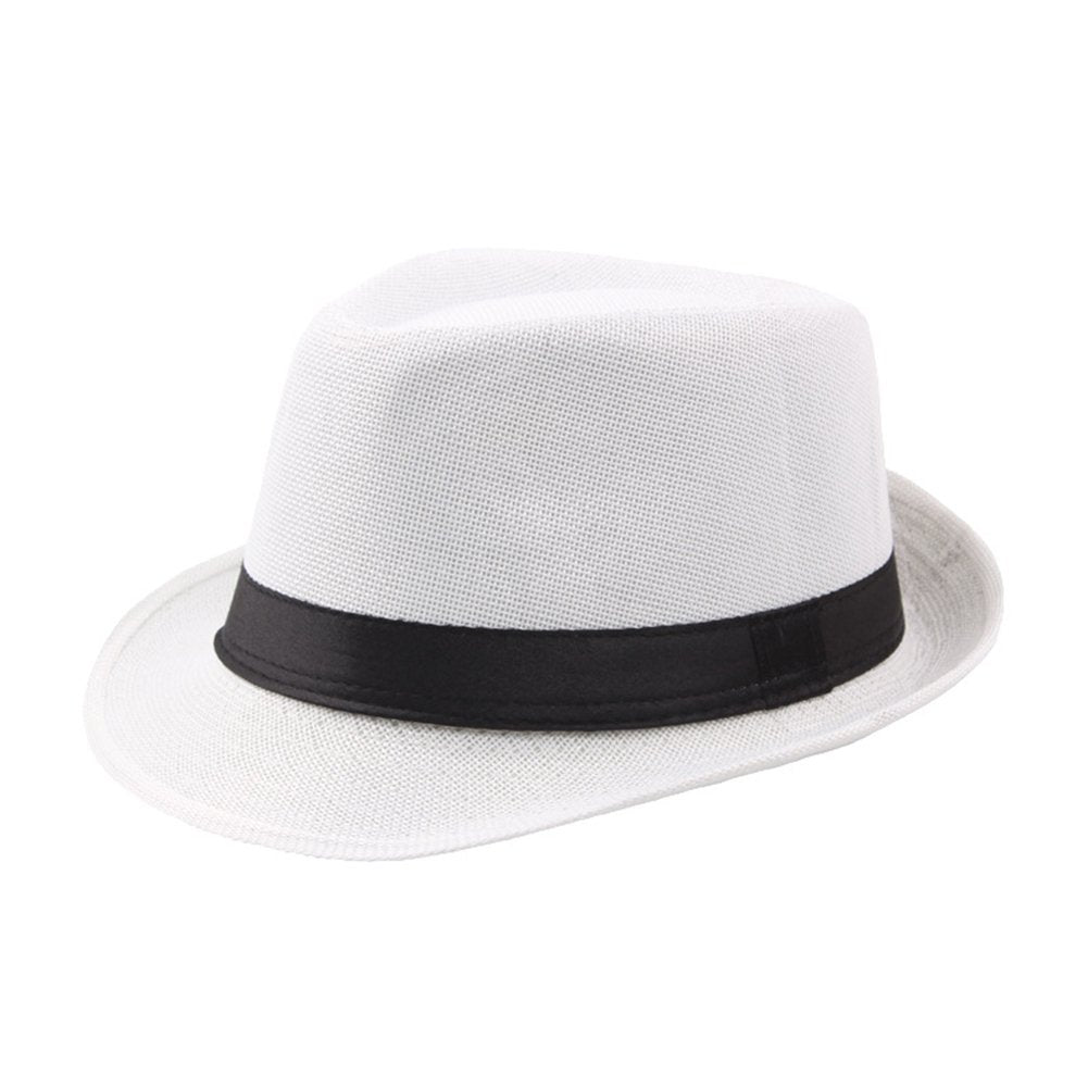 Fedora Hat Wide Brim Sun Protection Solid Color Panama Cap Boater Summer Beach Sunhat for Vacation Image 1