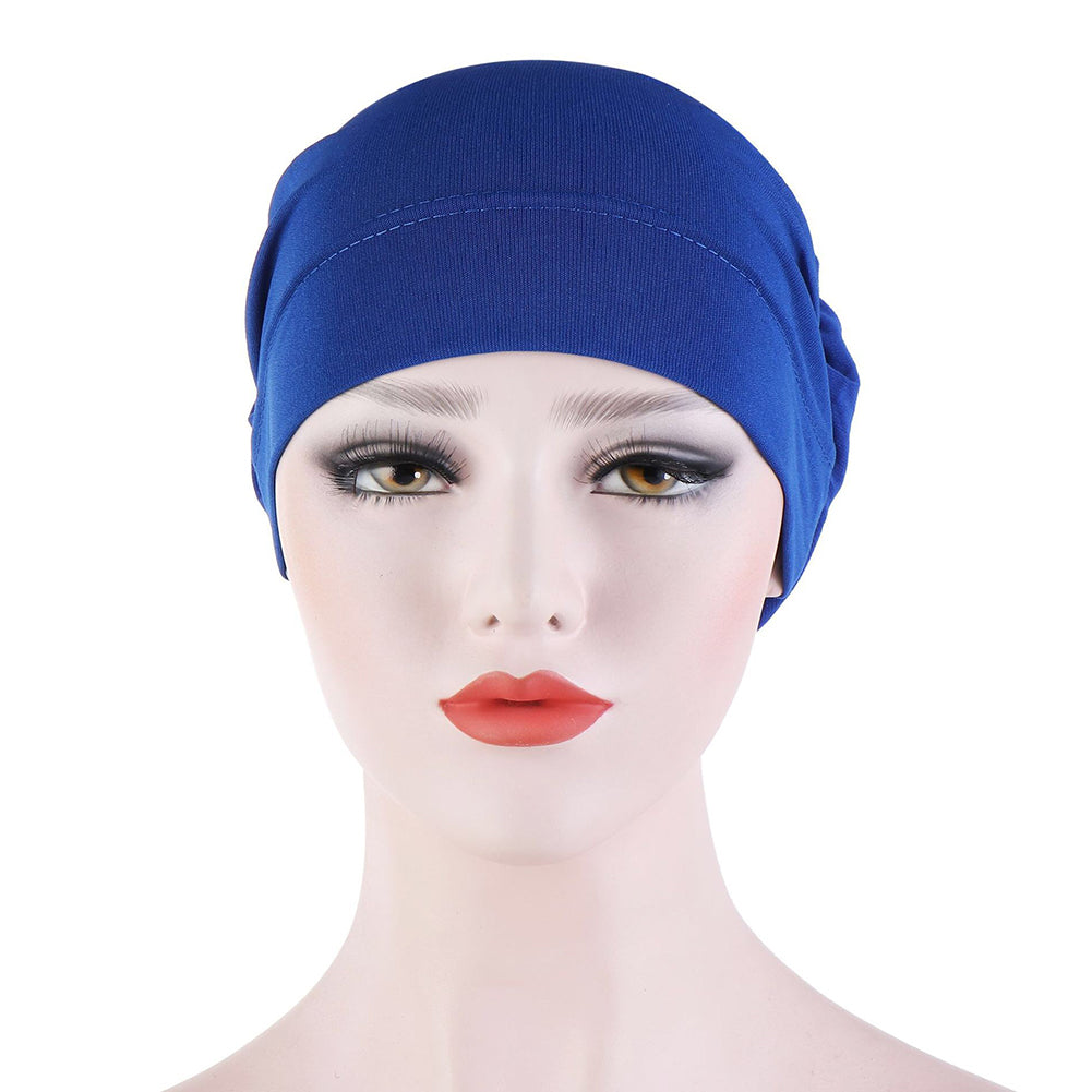Women Small Solid Color Soft Knotted Night Sleep Beanie Bonnet Chemo Hat Cover Image 10