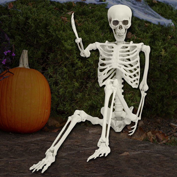 5.4FT Poseable Skeleton Prop Life Size Plastic Halloween Human Bones Skeleton Party Supplies Image 3