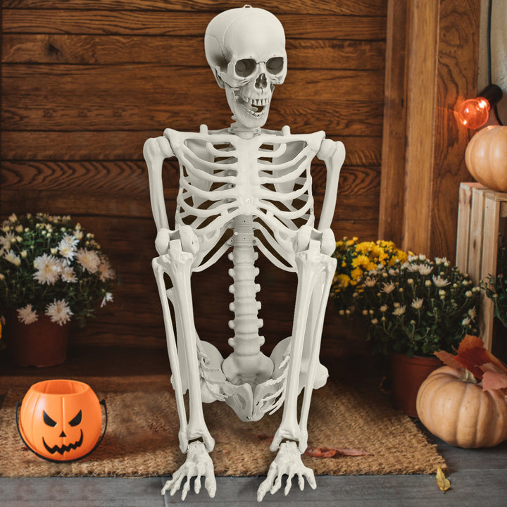 5.4FT Poseable Skeleton Prop Life Size Plastic Halloween Human Bones Skeleton Party Supplies Image 4