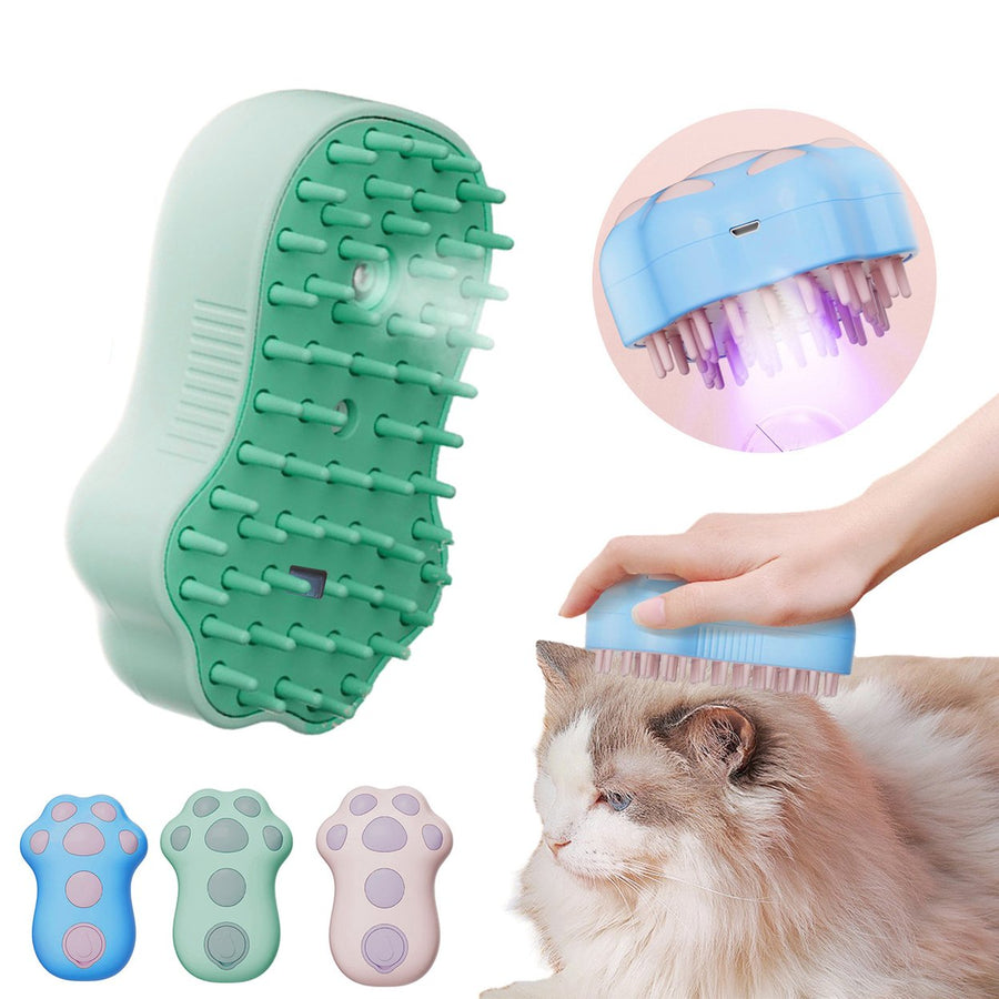 Pet Steamy Brush Cat Paw Shape Electric Steamer Spray Massage Brush Kitten Tangled Loose Hair Removal Grooming Tool Pet Image 1