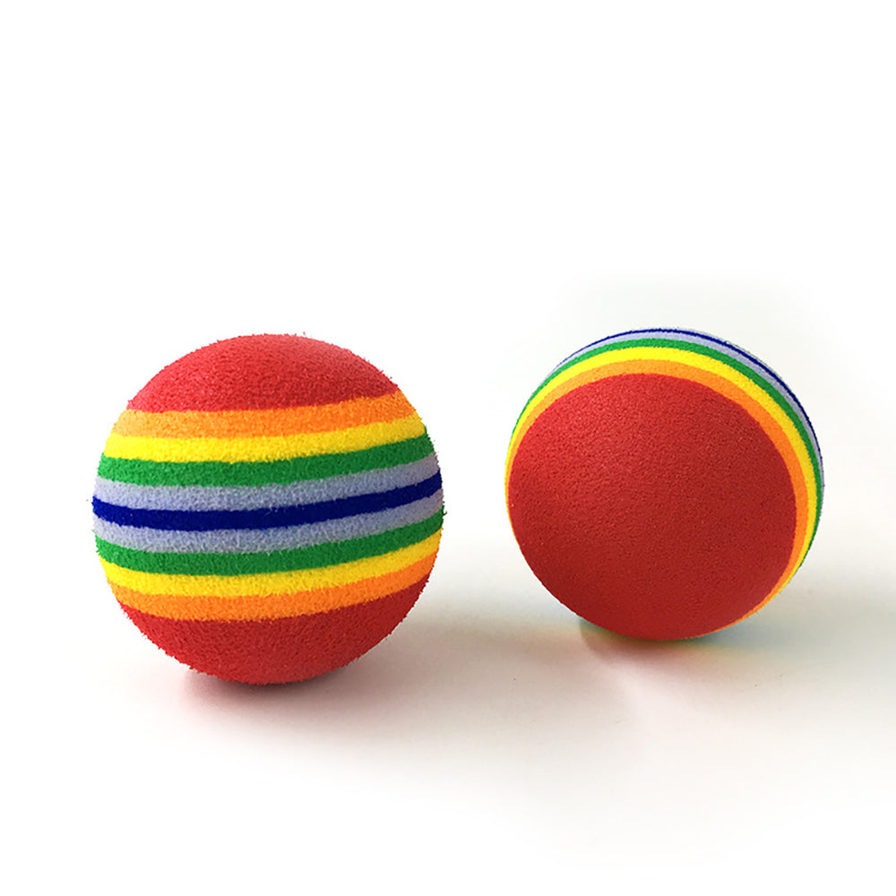 Funny Pet Dog Puppy Cat Rainbow Striped Chewing Interactive Ball Teething Toy Image 2