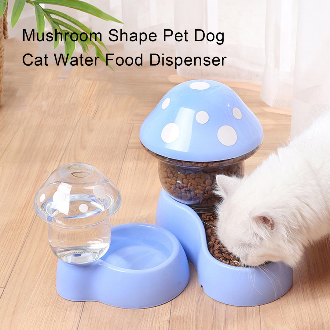 1 Set Cat Water Feeder Auto Replenishment Large Capacity Mushroom Shape Pet Dog Cat Water Food Container Pet Supplies Image 2