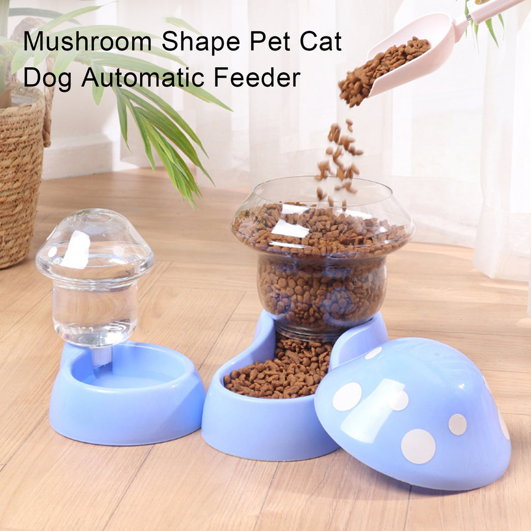 1 Set Cat Water Feeder Auto Replenishment Large Capacity Mushroom Shape Pet Dog Cat Water Food Container Pet Supplies Image 3