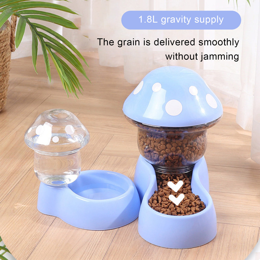 1 Set Cat Water Feeder Auto Replenishment Large Capacity Mushroom Shape Pet Dog Cat Water Food Container Pet Supplies Image 4