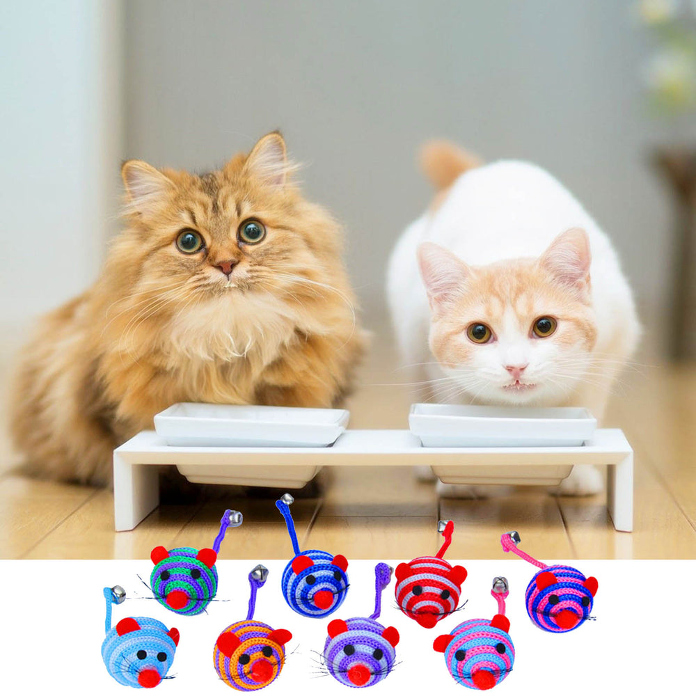 Ball Toy Cartoon Stripe Pet Supplies Nylon Rope Round Ball Mouse Long Tail Toy for Cat Image 2