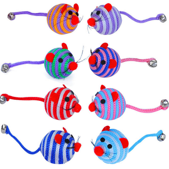 Ball Toy Cartoon Stripe Pet Supplies Nylon Rope Round Ball Mouse Long Tail Toy for Cat Image 4