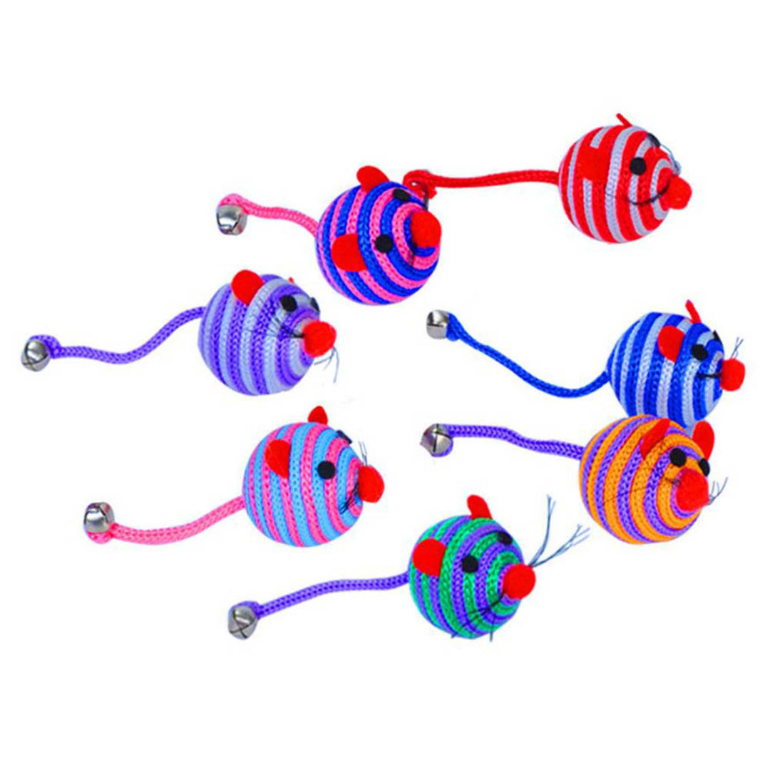 Ball Toy Cartoon Stripe Pet Supplies Nylon Rope Round Ball Mouse Long Tail Toy for Cat Image 6