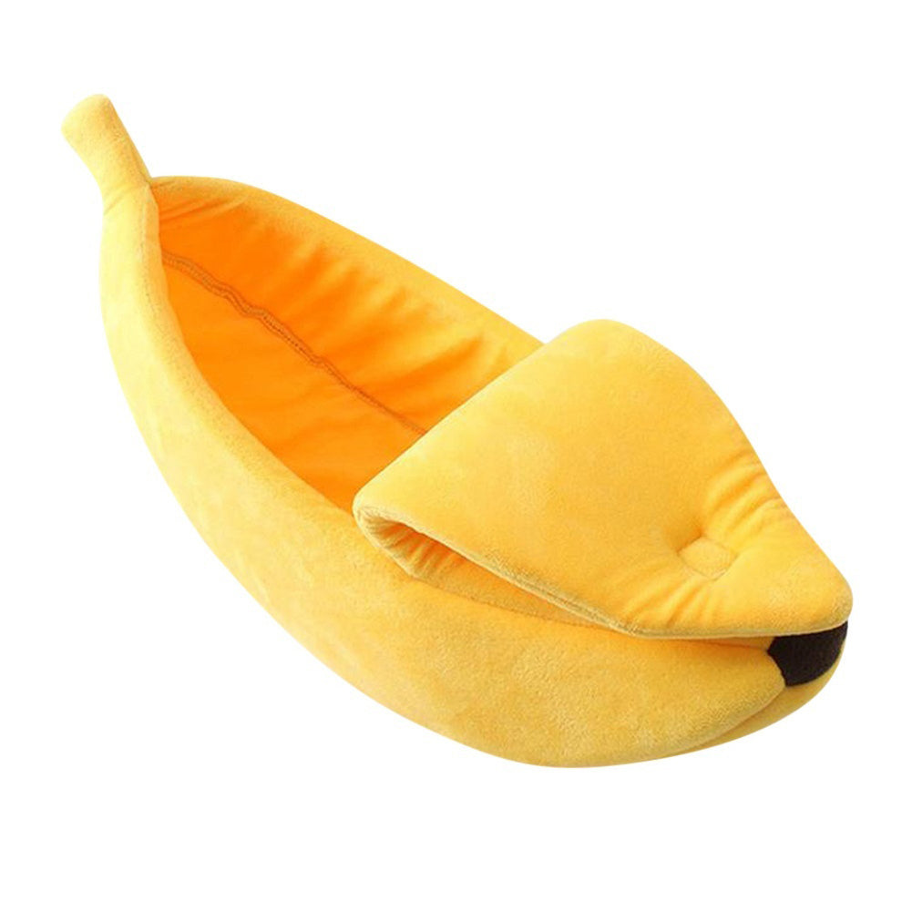 Creative Banana Shape Pet Dog Cats Nest Soft Winter Puppy Kitten Warm House Bed Image 1