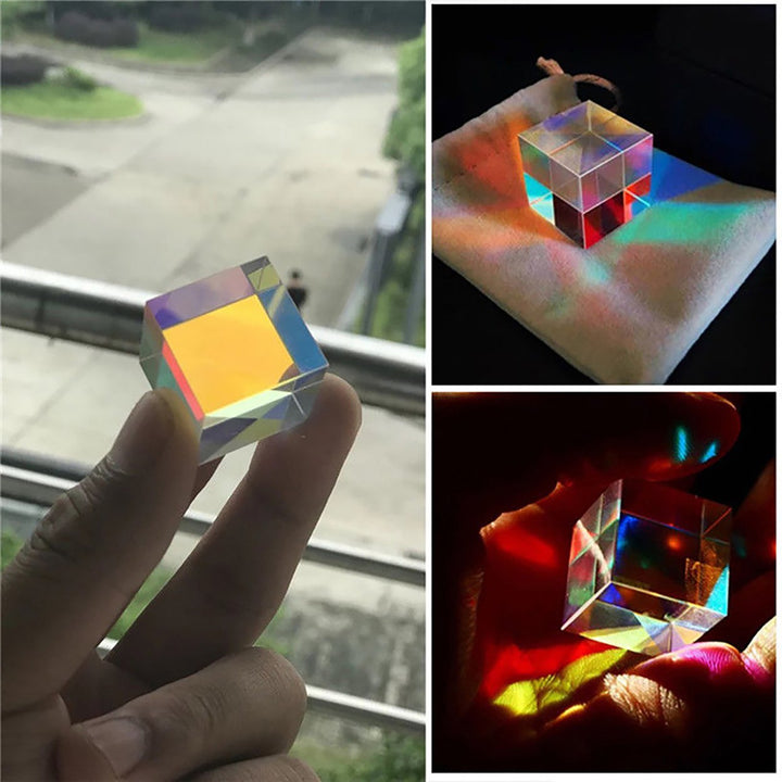 Six Sides Polishing Compact Glass Cube Prism X-cube Prism Physic Teaching Tool Image 2