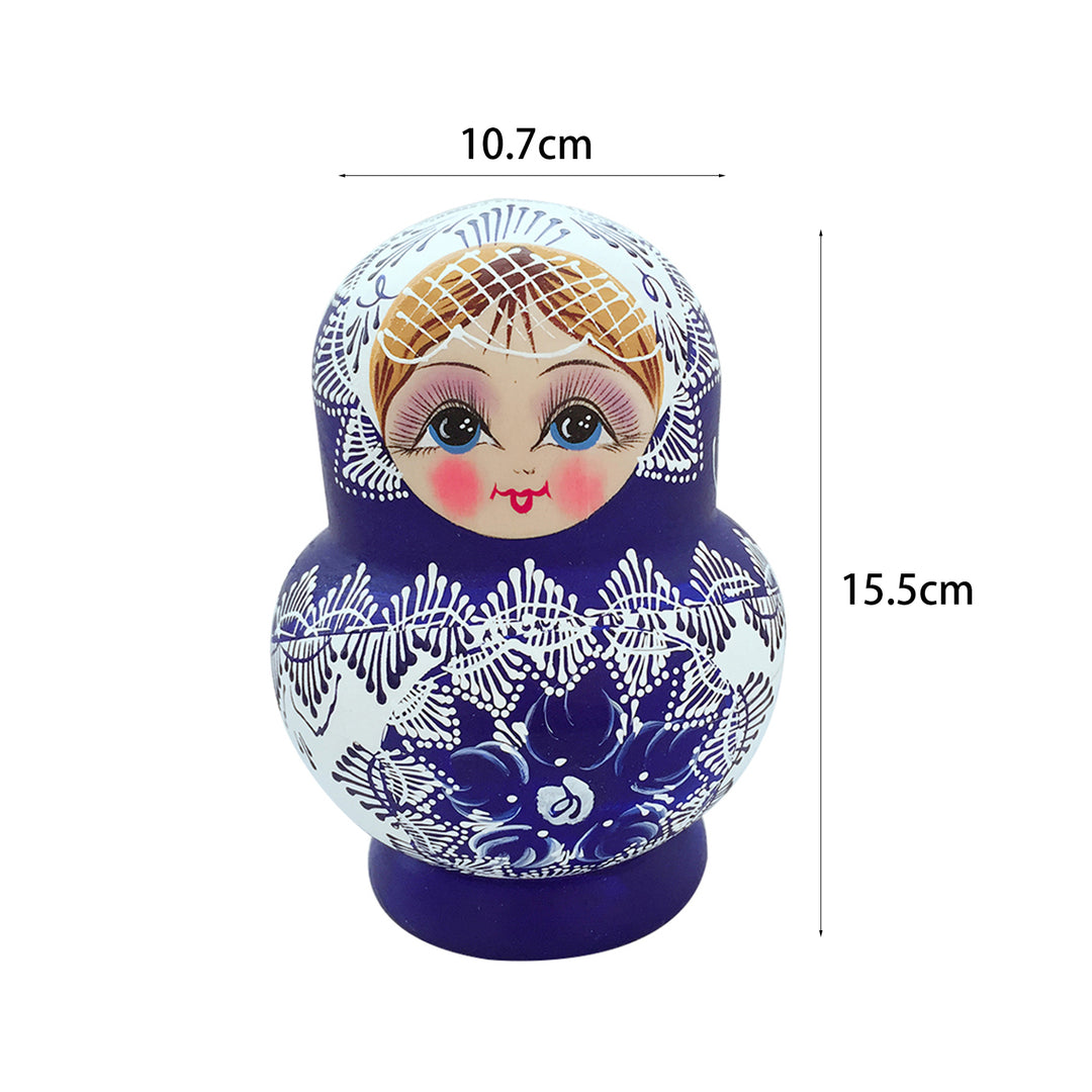 10Pcs/Set Russian Nesting Dolls Matryoshka Wooden Handmade Toy Craft Image 4