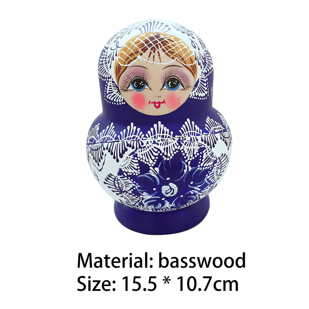 10Pcs/Set Russian Nesting Dolls Matryoshka Wooden Handmade Toy Craft Image 7