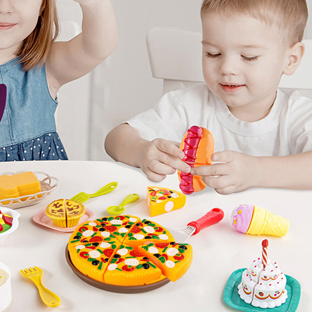 Pretend Play Toy Pizza Shape Smooth Surface Exercise Social Skills Food Cutting Toys Basic Skills Development for Image 8