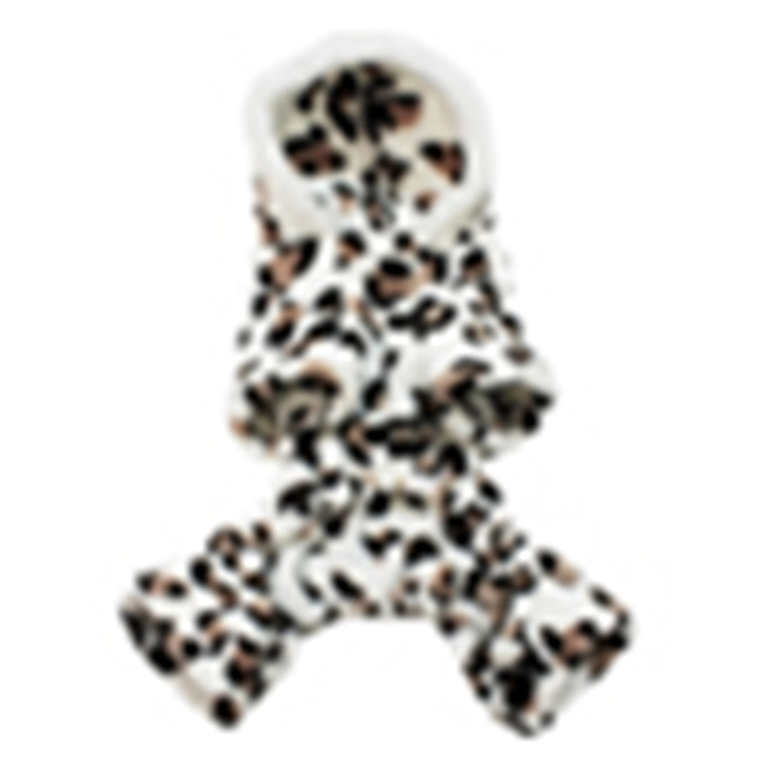 Dog Hoodie Hooded Flannel Winter Warm Leopard Printed Pet Puppy Clothes Jumpsuit Pajamas Outwear for Home Image 8
