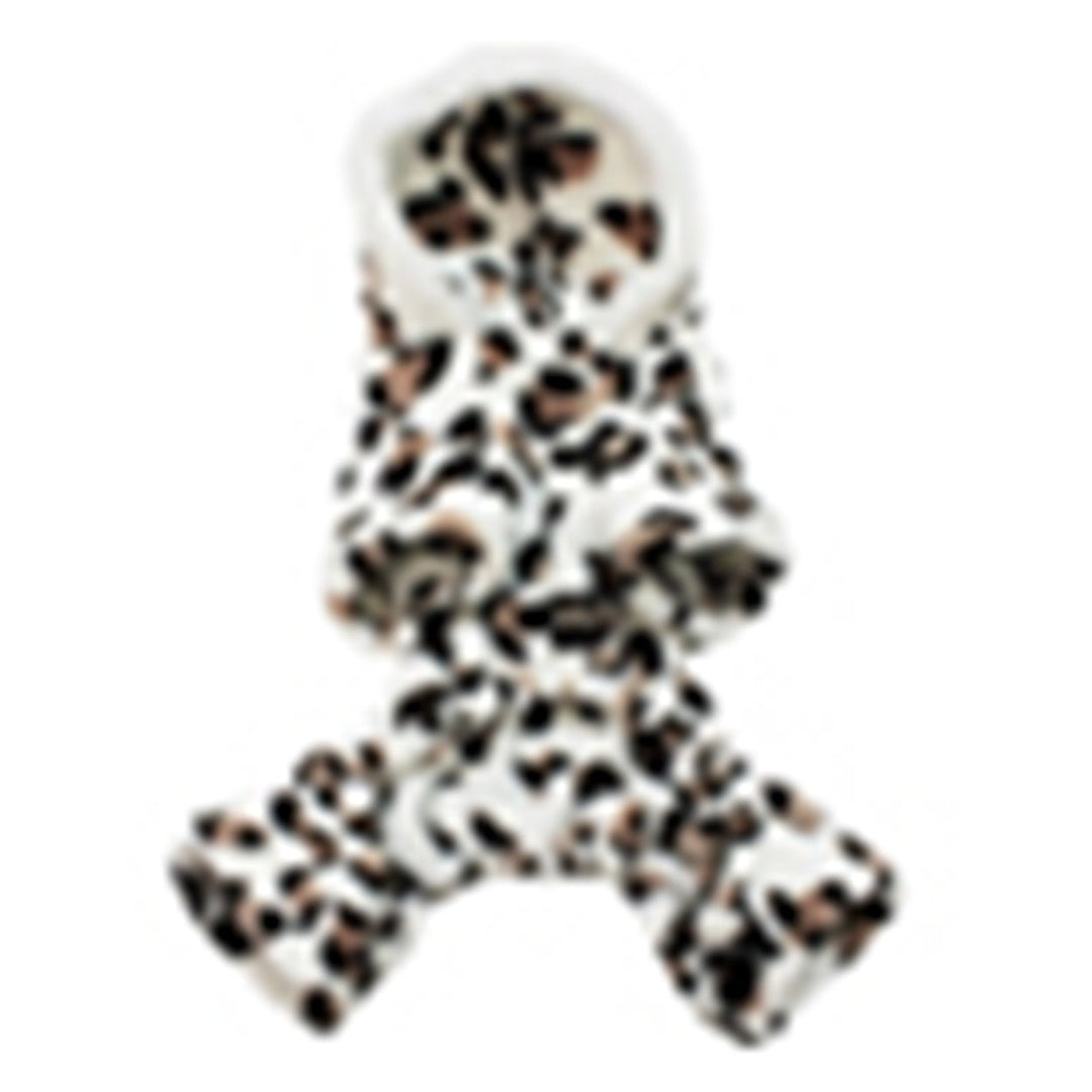 Dog Hoodie Hooded Flannel Winter Warm Leopard Printed Pet Puppy Clothes Jumpsuit Pajamas Outwear for Home Image 1