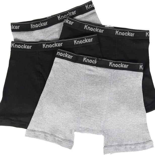 Knocker Mens 4 Pack Cotton Boxer Briefs Underwear Soft Comfortable Waistband Image 2