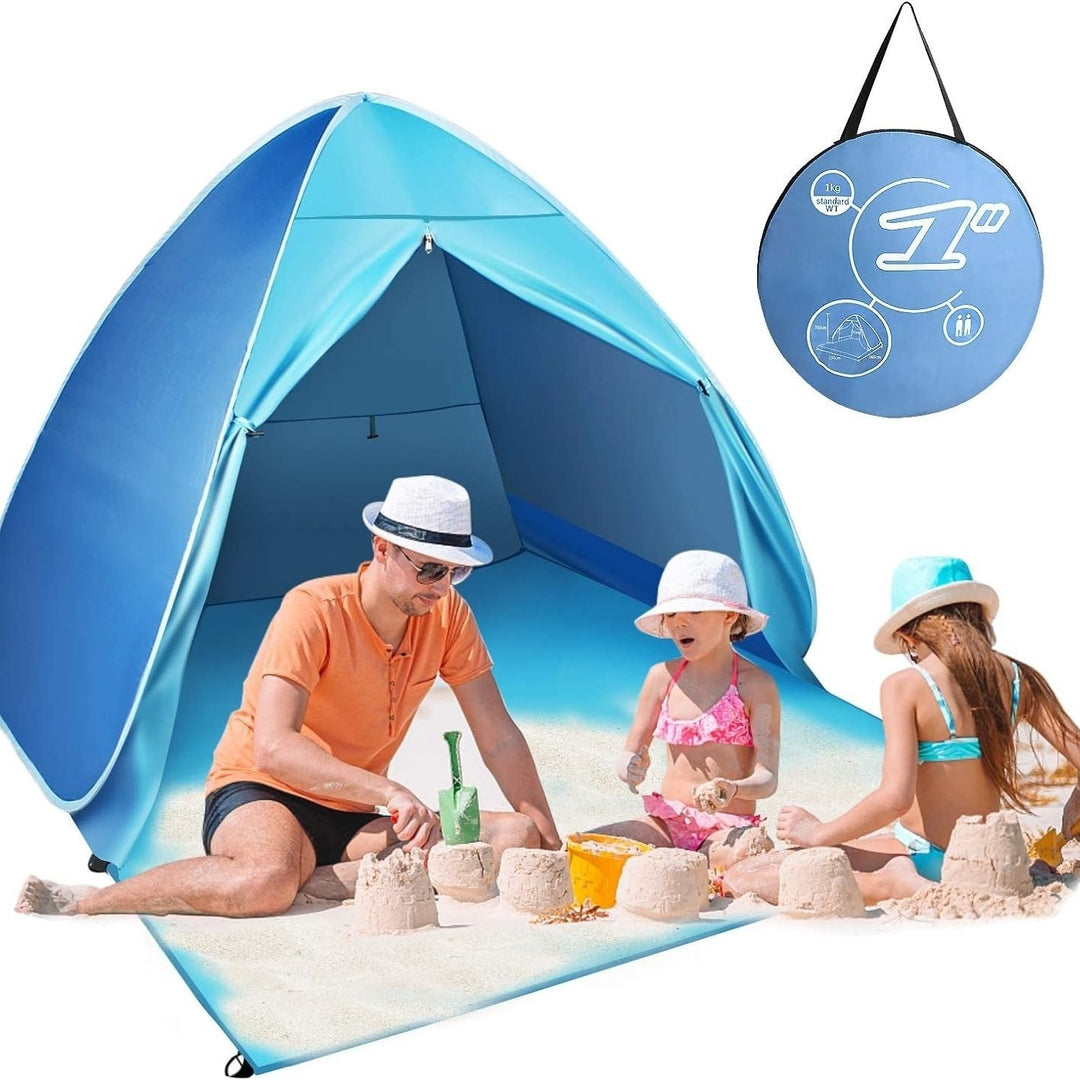 Pop-Up Beach Tent with Carry Bag UV50+ Waterproof Wind Resistant Mesh Window Image 3