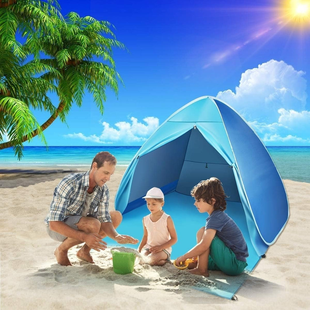 Pop-Up Beach Tent with Carry Bag UV50+ Waterproof Wind Resistant Mesh Window Image 4