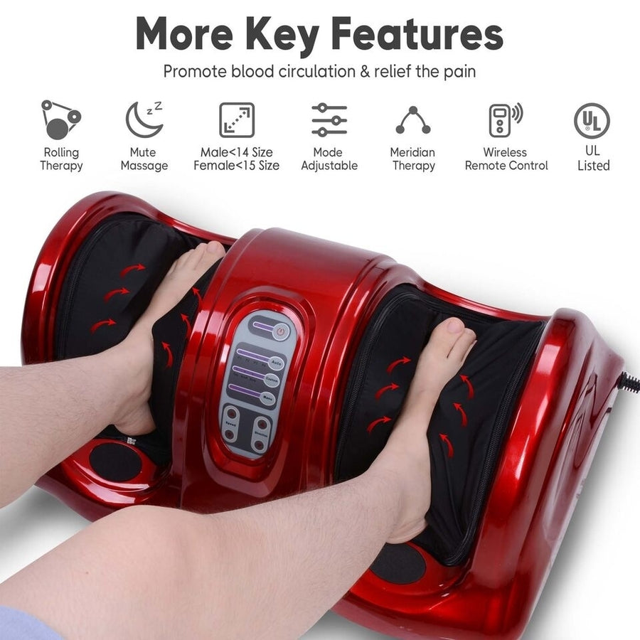 Shiatsu Foot Massager Kneading Rolling Leg Calf Ankle Switchable Red Machine Remote Image 1