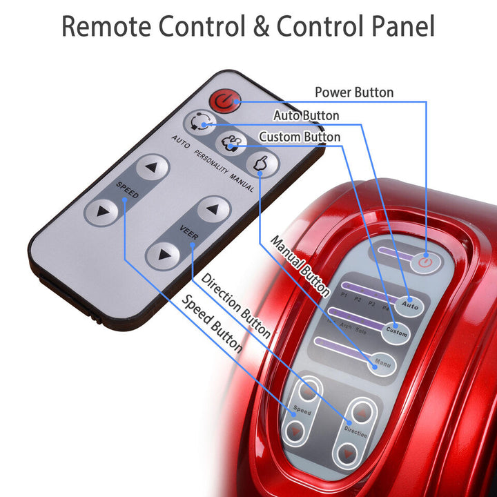 Shiatsu Foot Massager Kneading Rolling Leg Calf Ankle Switchable Red Machine Remote Image 3