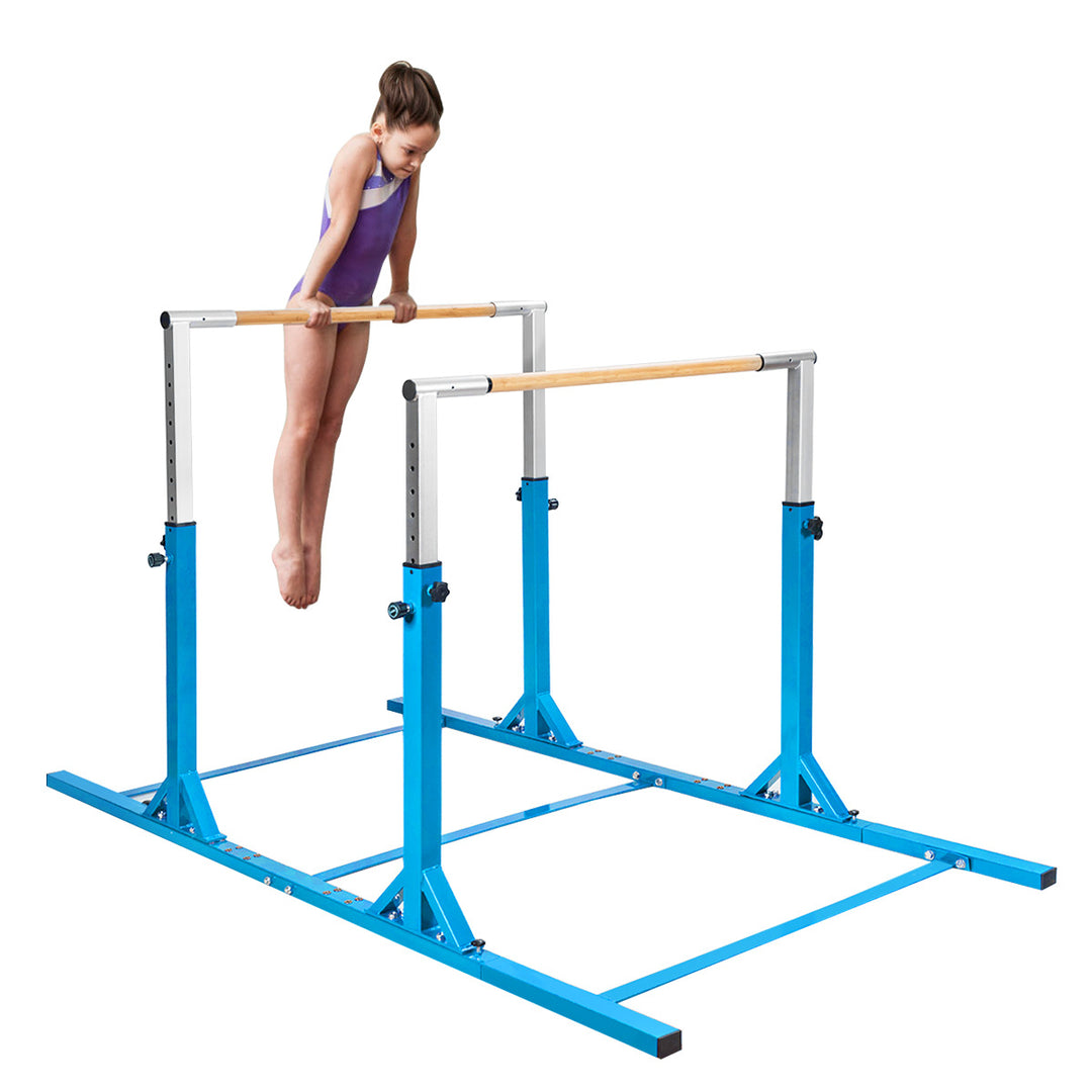 Costway Kids Double Horizontal Bars Gym Home Adjustable Image 3