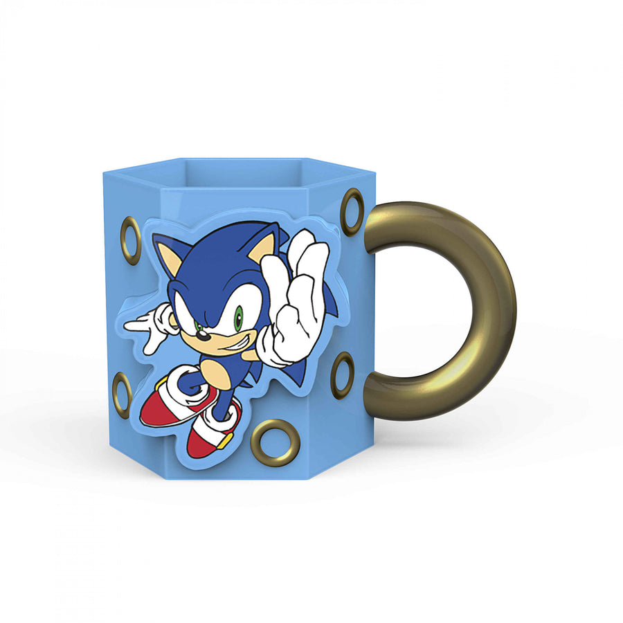 Sonic The Hedgehog Rings 16oz Sculpted Ceramic Mug Image 1