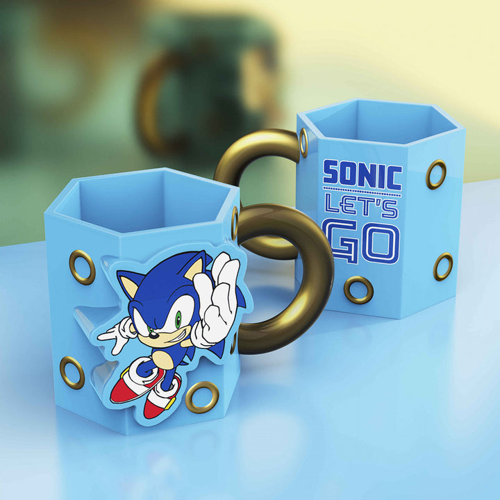 Sonic The Hedgehog Rings 16oz Sculpted Ceramic Mug Image 3