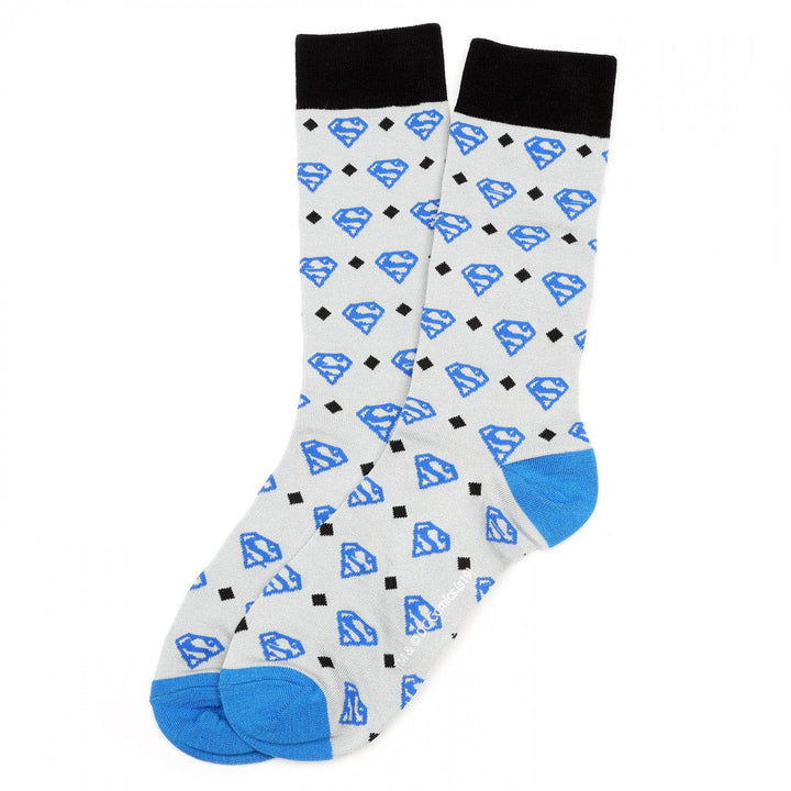 Superman Logo Diamond Pattern White Colorway Dress Socks Image 2