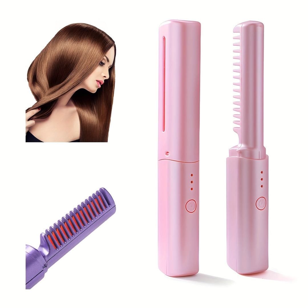 Rechargeable Hair Straightener Portable Cordless Hair Straightener Brush Image 6