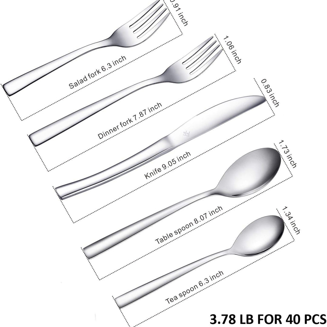Ferfil Tableware Set Flatware Cutlery Service for 8 Mirror Polished 40 Piece Image 4
