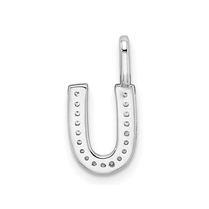 14K White Gold Initial -U- Pendant Charm with Accent Diamonds (NO CHAIN) Image 3