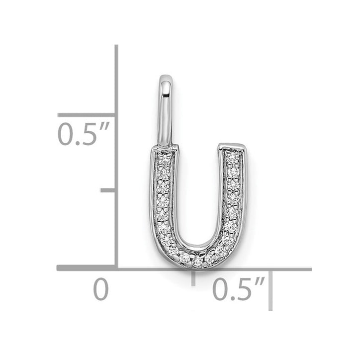 14K White Gold Initial -U- Pendant Charm with Accent Diamonds (NO CHAIN) Image 4