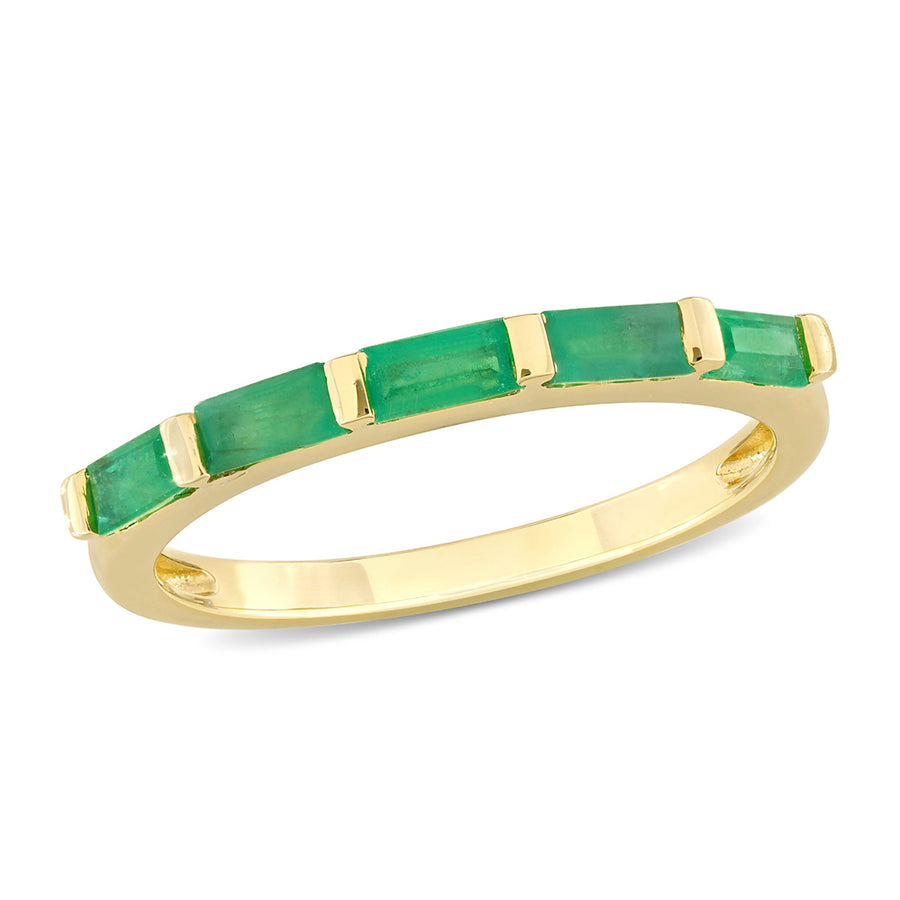 3/5 Carat (ctw) Baguette Emerald Band Ring in 10K Yellow Gold Image 1