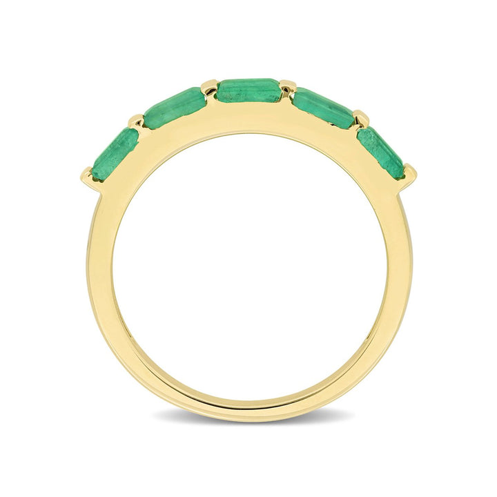 3/5 Carat (ctw) Baguette Emerald Band Ring in 10K Yellow Gold Image 4