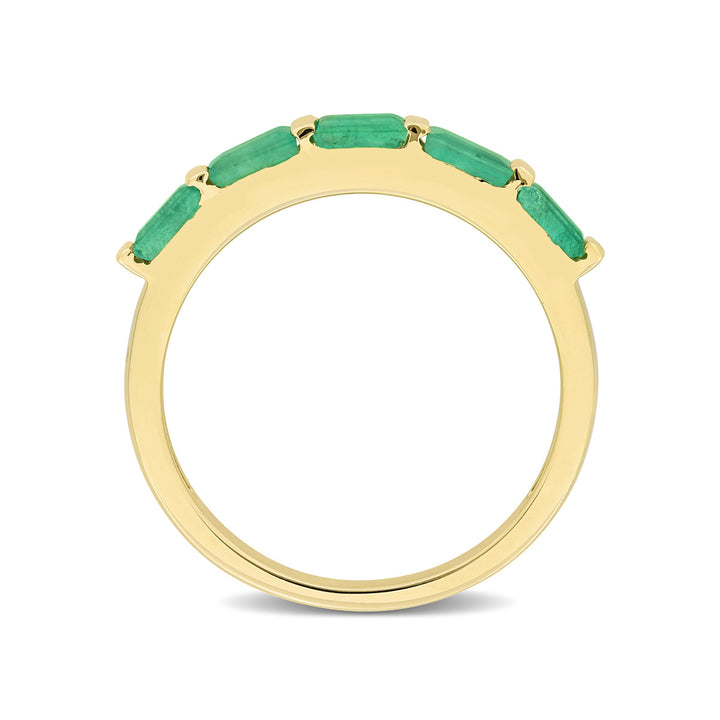 3/5 Carat (ctw) Baguette Emerald Band Ring in 10K Yellow Gold Image 4