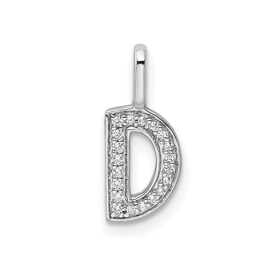 14K White Gold Initial -D- Pendant Charm with Accent Diamonds (NO CHAIN) Image 1